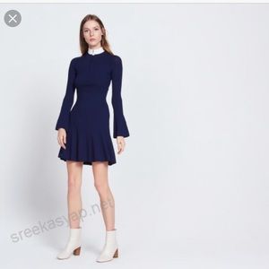 Sandro Royal blue knit dress with jewelry zipper